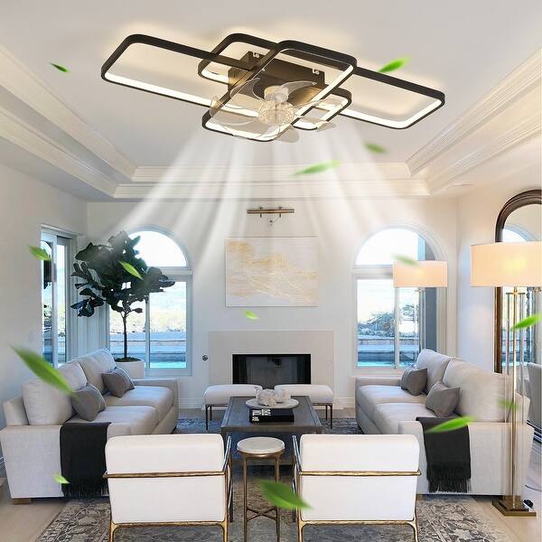 Product Name:30% Off 18 Inch Black Ceiling Fans With Lights And Remote, Black Caged Ceiling Fan Light With 6-Speed Motor, Bladeless Fan, Fandelier Ceiling Fan With Light For Bedroom, Living Room, Dining