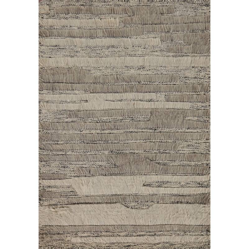 Moroccan Oriental Accent Rug Handmade Stripe Wool Carpet - 2'0"x 3'0"