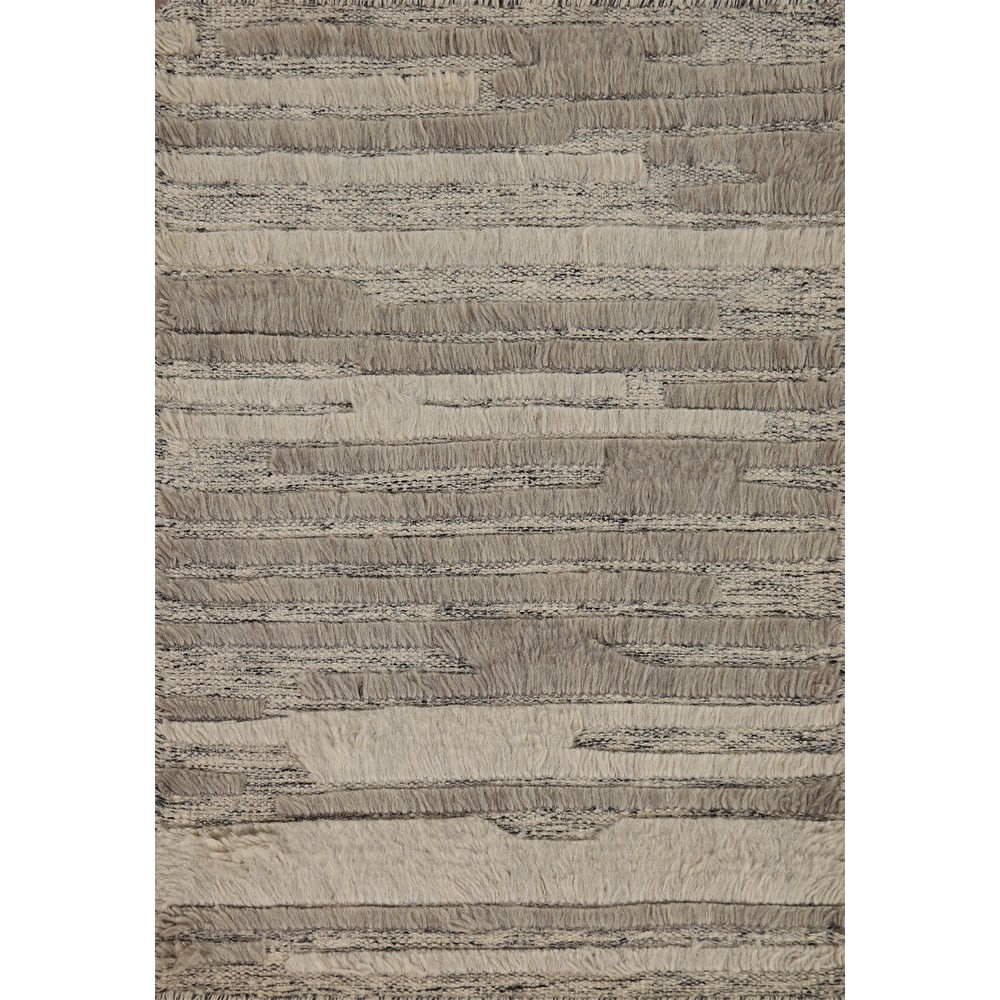 Moroccan Oriental Accent Rug Handmade Stripe Wool Carpet - 2'0"x 3'0"