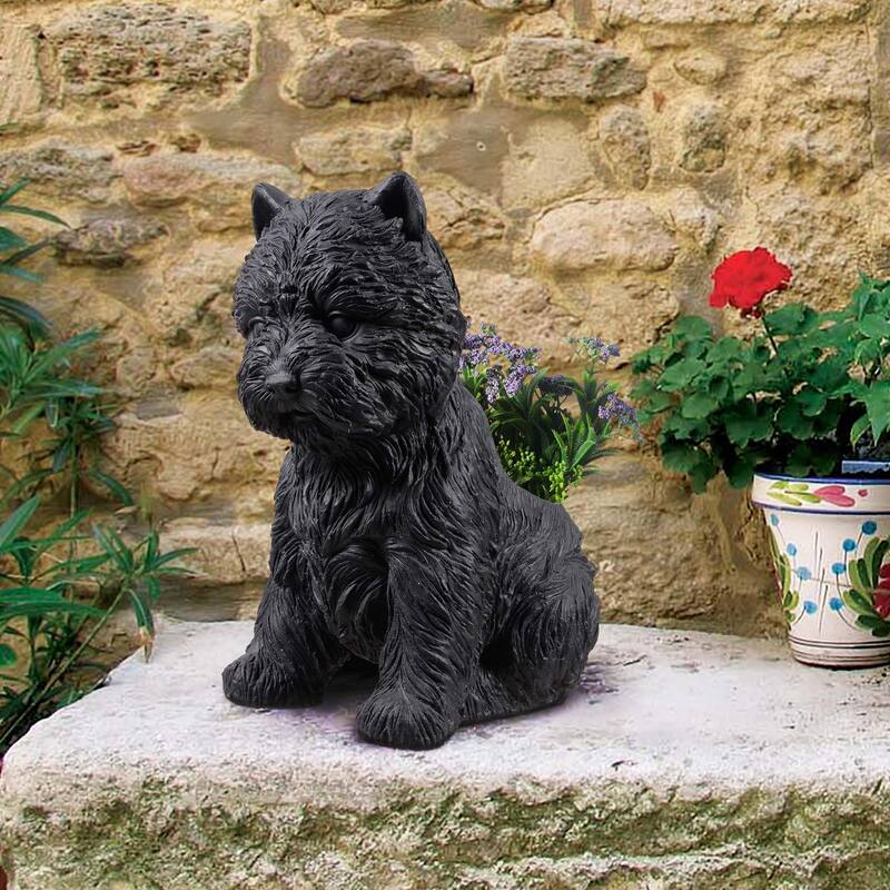 Sitting Terrier Outdoor Garden Planter Pot - 13.75" - Black