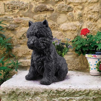 Sitting Terrier Outdoor Garden Planter Pot - 13.75" - Black