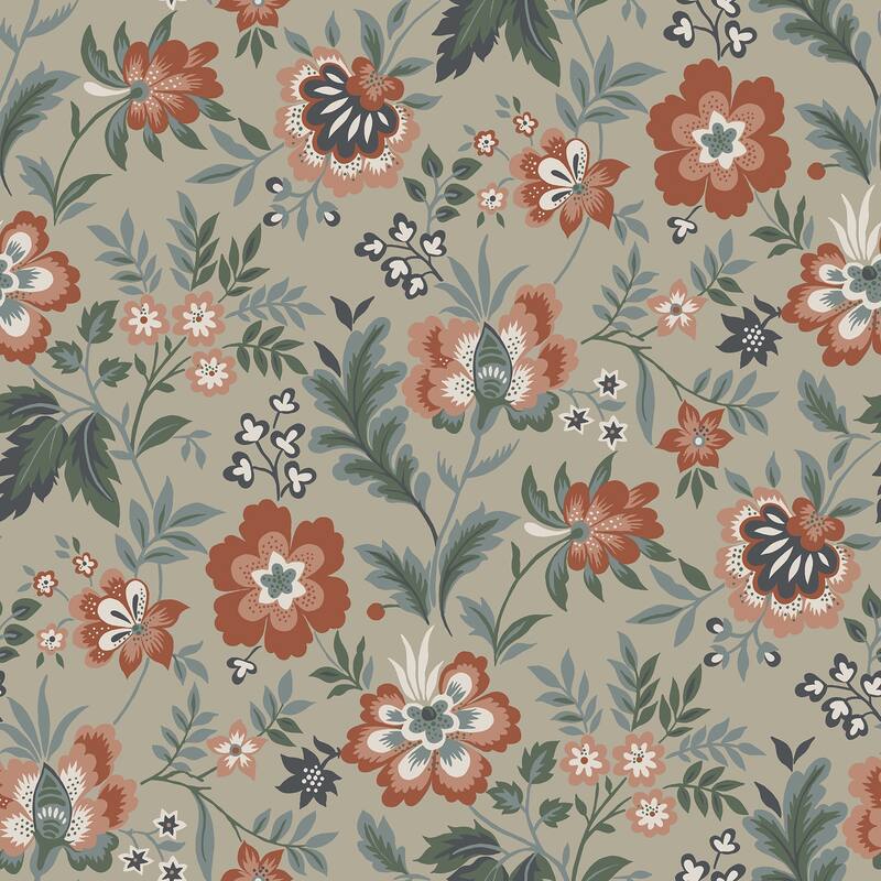 A-Street Prints Athena Beige Floral Wallpaper