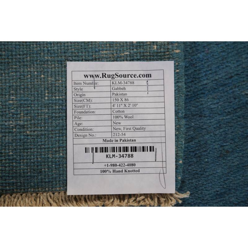 Blue Gabbeh Oriental Rug Handmade Wool Carpet - 2'10" x 4'11"