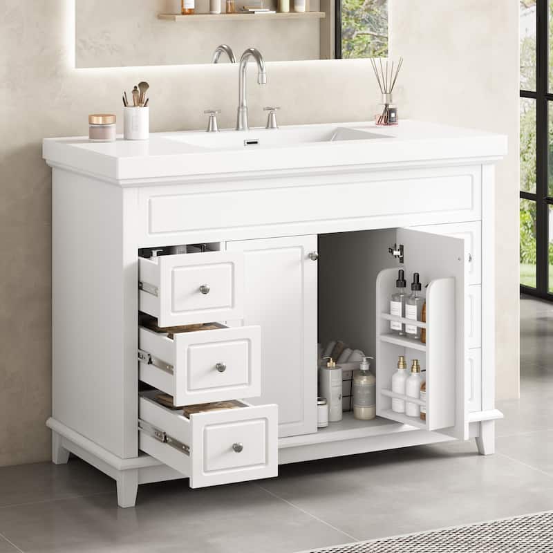 36" Bathroom Vanity with Sink, Ceramic Sink, 2 Tip-out Drawers, Soft Close Door Hinges