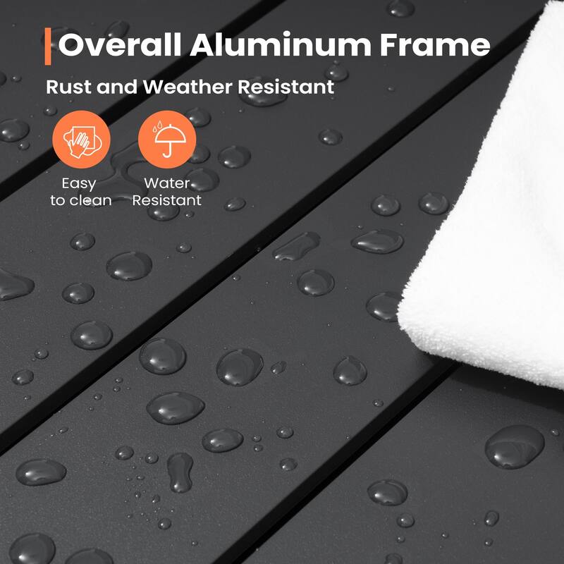 Pellebant Outdoor Dining Table Aluminum Extendable Table - 46.1" / 63.8" (L) x 27.6" (W) x 29.9" (H)