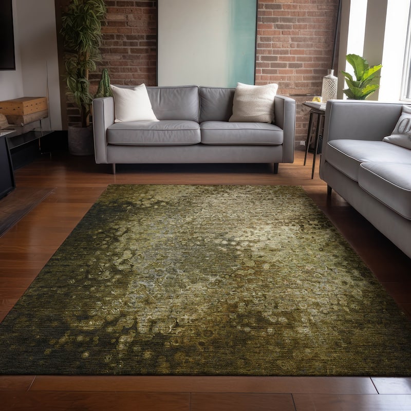 Machine Washable Indoor/ Outdoor Abstract Solid Chantille Rug - Brown - 10' x 14'