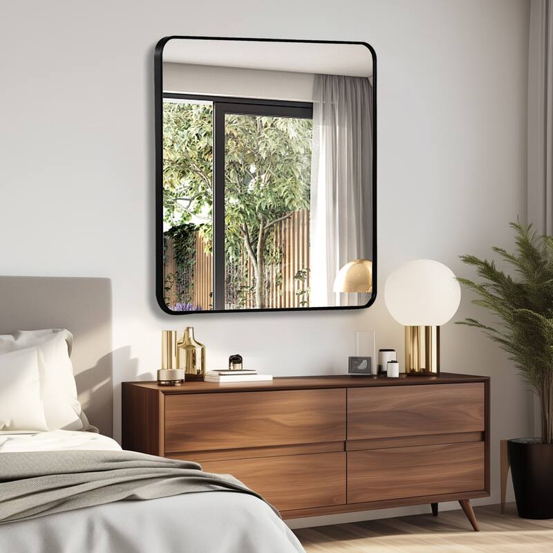 36in x 36in Inch Metal Framed Square Bathrrom Mirror for Wall