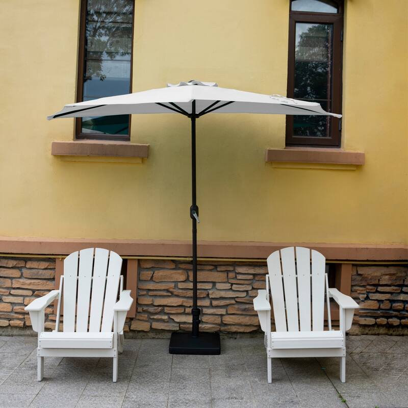 9 ft Half Market Umbrella With Heavy Duty Concrete Base Stand