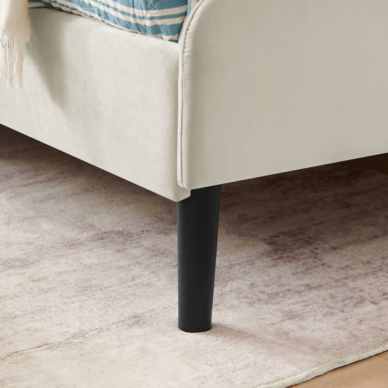 Roomfitters Twin/Full Upholstered Platform Bed with Side Backrest and Underbed Storage Trundle