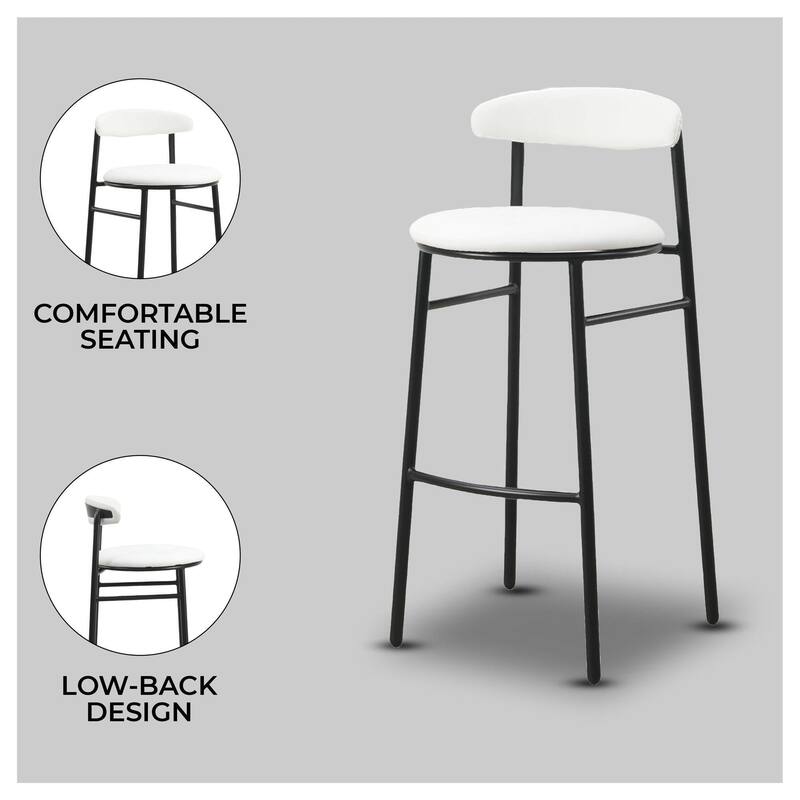 Upholstered Leather Bar Stool Accent Kitchen Chair Lume Collection Set of 2