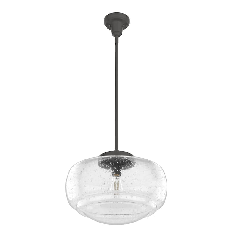 Hunter 16" Saddle Creek 1 Light Pendant / Semi-Flush Mount Ceiling Light - Entry, Kitchen Island, Dining Room - Schoolhouse