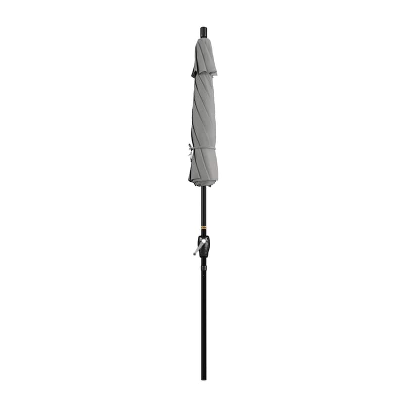 California Umbrella 75' Round Crank Lift Push Button Tilt Black Aluminum Patio Umbrella Sunbrella
