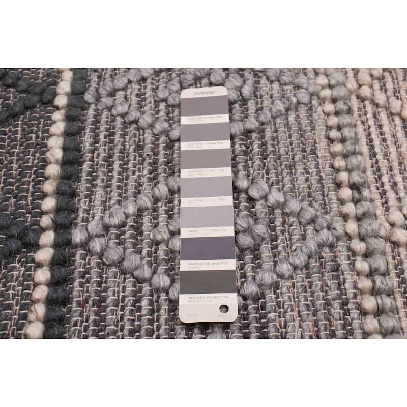 ECARPETGALLERY Braid weave Sienna Grey Wool Rug - 2'8 x 10'0