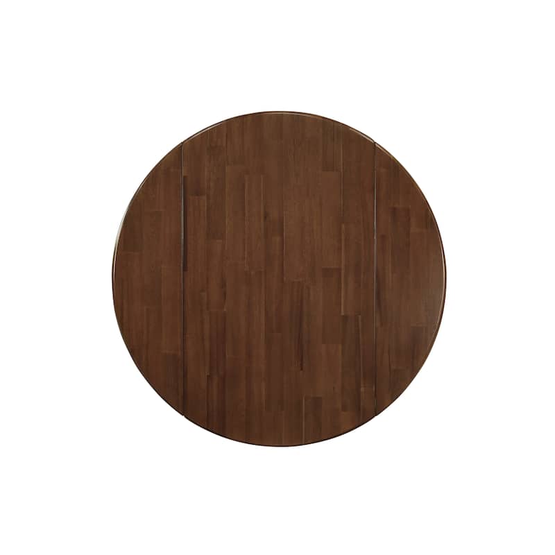 East West Furniture Dining Table Set Contains a Round Kitchen Table and Upholstered Chairs, Antique Walnut (Pieces Options)