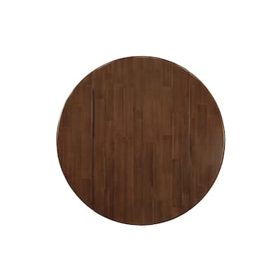 East West Furniture Dining set includes a Round Table and stackable Kitchen Chair, Antique Walnut Finish (Pieces & Seat Options)