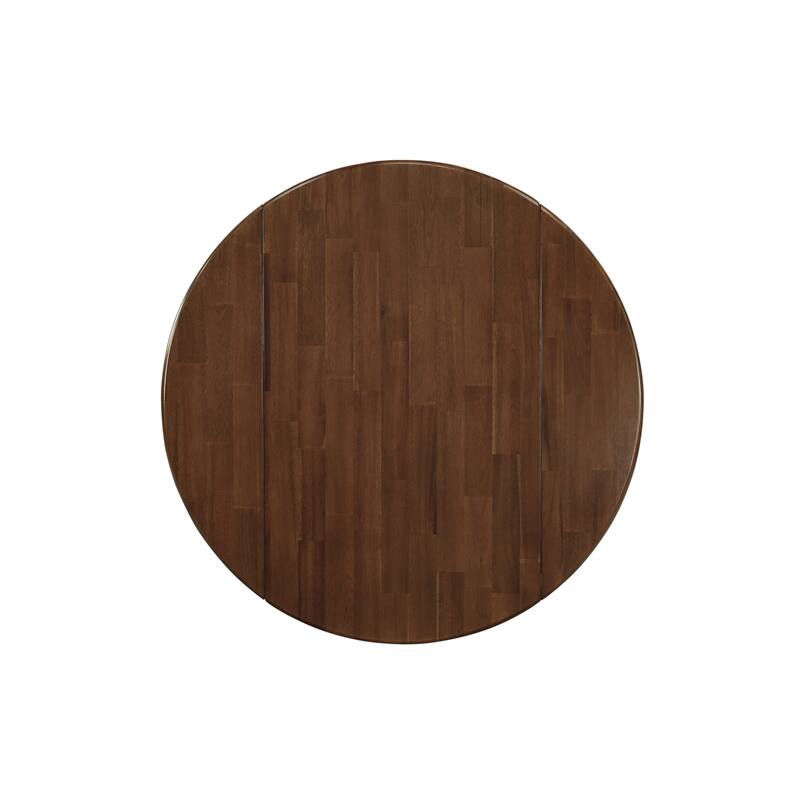 East West Furniture Dublin Modern Kitchen Table - a Round Dining Table Top with Dropleaf & Pedestal Base, Walnut & Linen White
