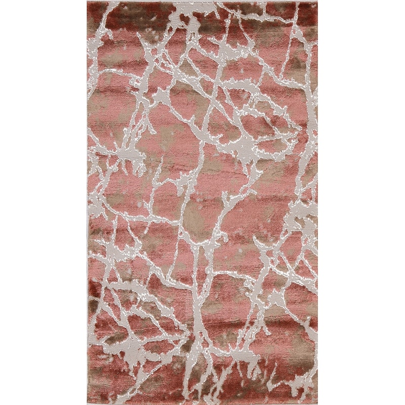 Abstract Transitional Turkish Oriental Rug Contemporary Carpet - 2'7" x 4'11" - Rust