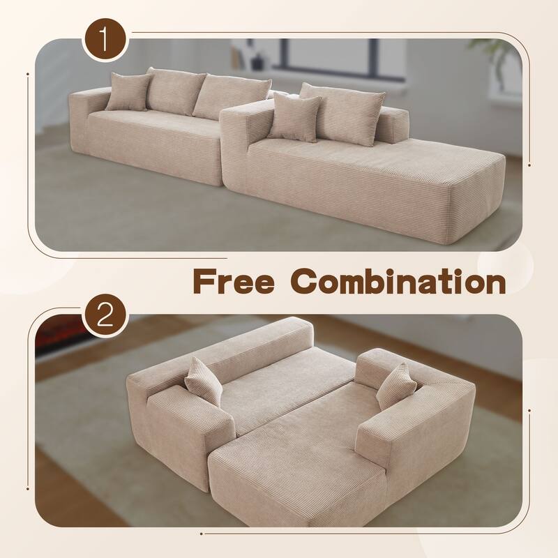 OVIOS Pit Stripes No Assembly Required Chaise Sofa