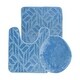 preview thumbnail 8 of 9, Bath Set 3 Piece Anti-Slip Leaf patch Bathroom Mat, Large Contour Mat & Toilet Seat Lid Cover 30" x 18" - Light Blue