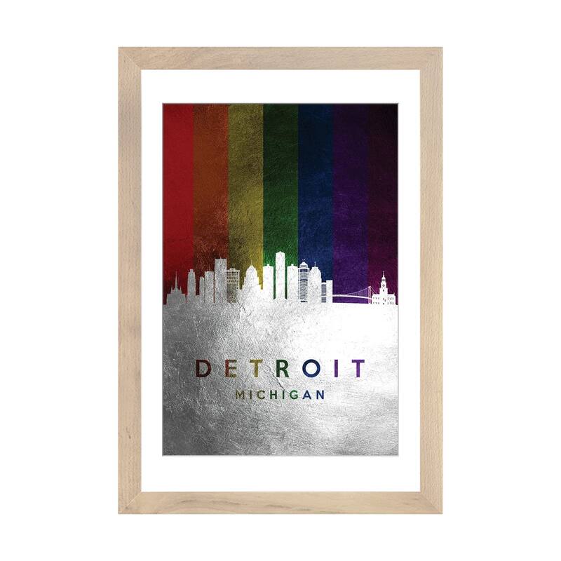 iCanvas "Detroit Michigan Spectrum Skyline" by Adrian Baldovino - Natural - 24x16x1