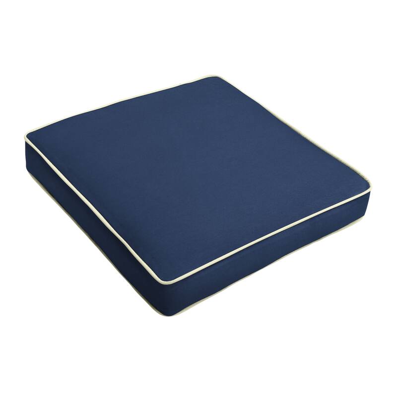 Lehigh Sunbrella Chair Cushion, Set of 2 - 19 in w x 16 in d - canvas navy blue/Natural