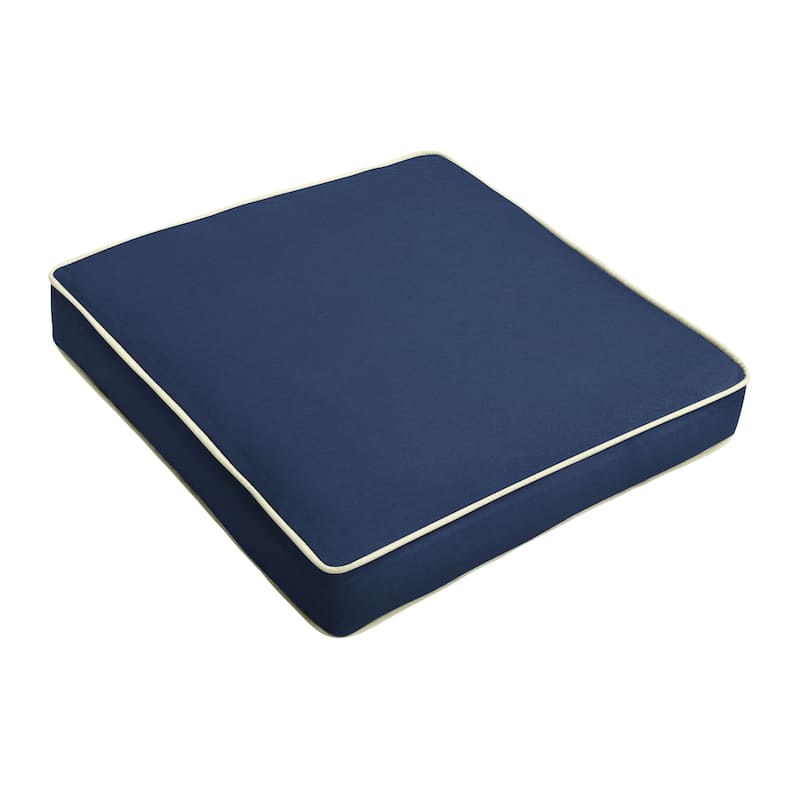 Lehigh Sunbrella Indoor/ Outdoor Chair Cushions, Set of 4 - 19 in w x 16 in d - 19 in w x 16 in d - canvas navy with canvas natural cording