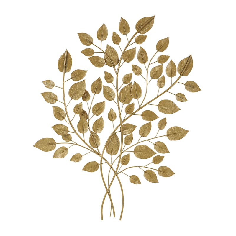 Athens Gold Leaves 33" High Iron Wall Art - N/A