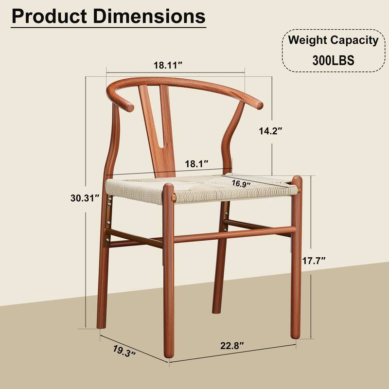 Set of 2 Handwoven Boho Dining Chairs