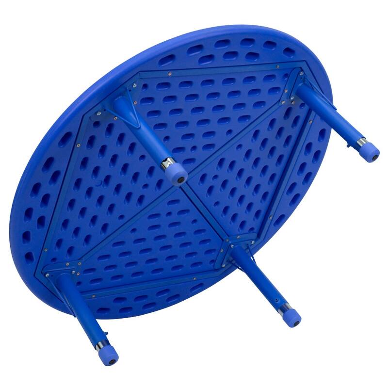 45" Round Plastic Height Adjustable Activity Table for 4 - 45"D x 45"W x 14.5" - 23.75"H