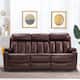 MCombo Electric Power Reclining Sofa with Heat & Massage, Faux Leather 6095/6075/6077