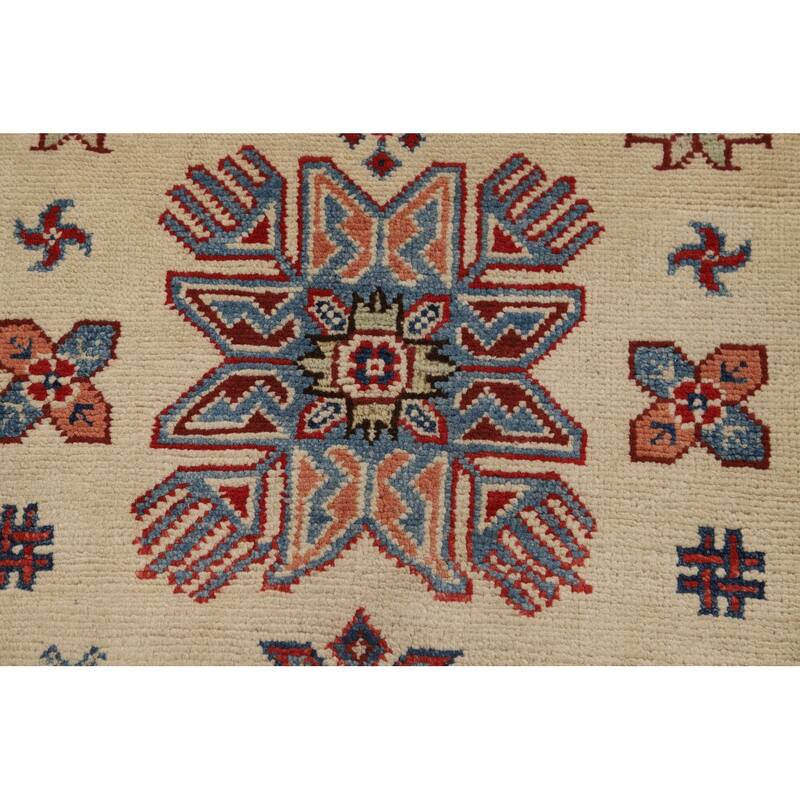 Ivory Kazak Oriental Runner Rug Hand-Knotted Wool Carpet - 2'9"x 7'10"