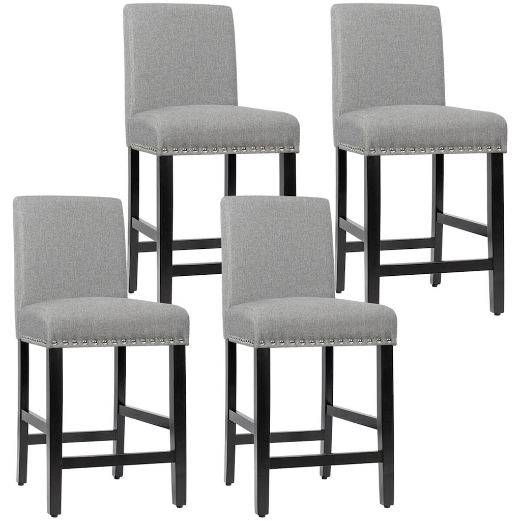 Gymax 4PCS Upholstered Counter Stools Bar Stool Home Kitchen w/ Wooden - See Details