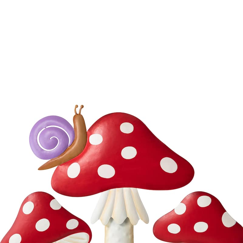 Glitzhome Metal/Wood Frog Stacked Mushroom Welcome Sign Yard Stakes Garden Wall Decor