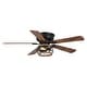 preview thumbnail 16 of 17, 48" Antique Wooden 5-Blade Black Flush Mount Ceiling Fan with Light