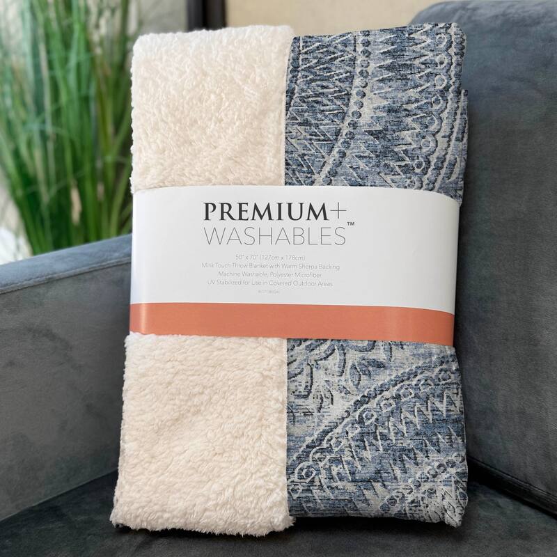 Premium Machine Washable ASB113 Global Medallion Sherpa Throw Blanket
