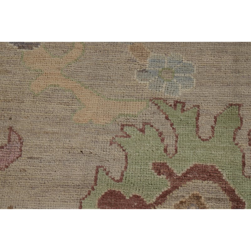 Hand Knotted Oriental 100% Wool Carpet Transitional All-Over Beige & Ivories Oushak Area Rug - 9' 10'' X 8' 2''