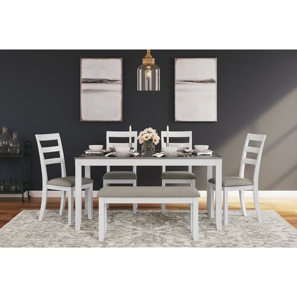 Signature Design by Ashley Stonehollow White and Gray Dining Table and