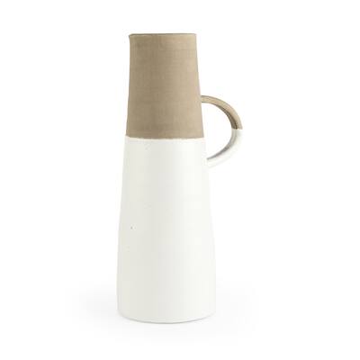 Garand III Large Brown/White Ceramic Jug - 8"W x 6"D x 16.5"H