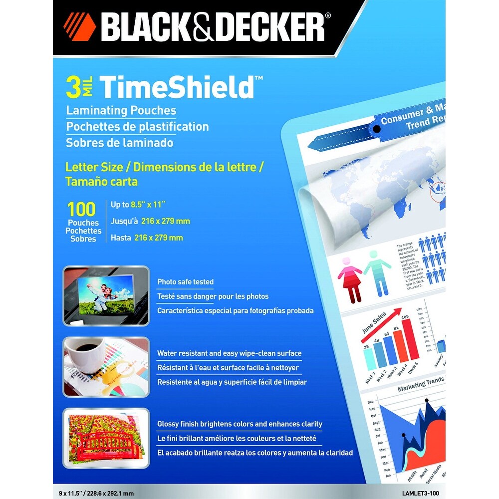 Shop Black Decker Timeshield Laminating Pouch 8 1 2 X 11 Inches 3 Mil Pack Of 100 Overstock 16729907