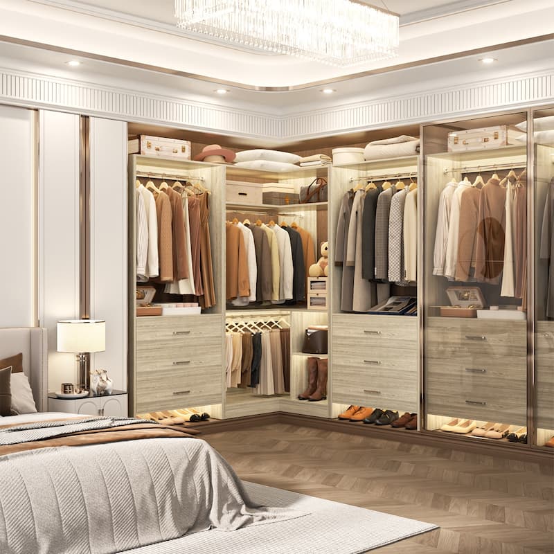 Cimly Set of 3 Freestanding Corner Closet System, Space-saving Closet Organizer for Walk-in/ Reach-in Closet