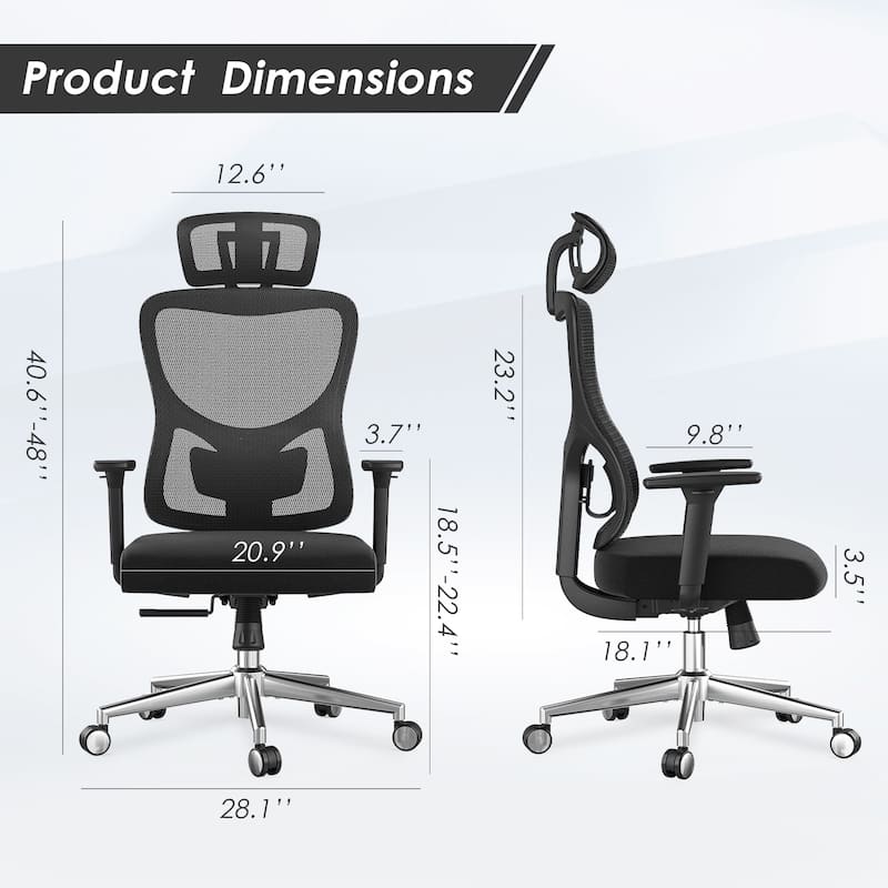 Ergonomic Office Chair,Mesh Desk Chair with Adjustable Lumbar Support and Headrest,Computer Chair with 3D Armrest Swivel Chair