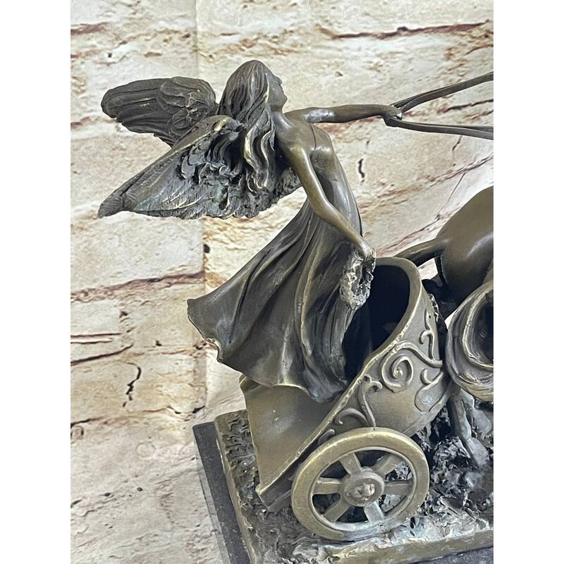 Nike Driving Chariot With Imitative Horses Bronze Sculpture Figurine Figure Decor