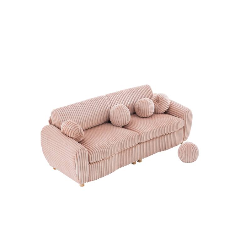 84.4" Corduroy 3-Seater Sofa with Wood Frame & Soft Cushions