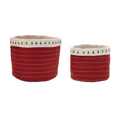 Fabric Pine Tree Pot Cover (Set of 2) - N/A