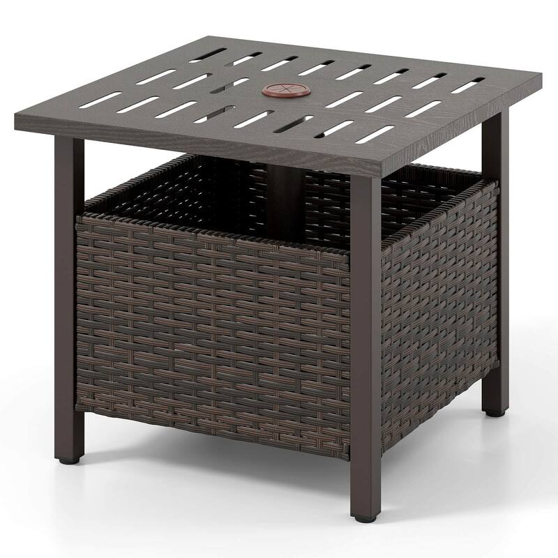 Costway Outdoor Side Table with 1.93" Umbrella Hole Zinc-iron Alloy - See Details