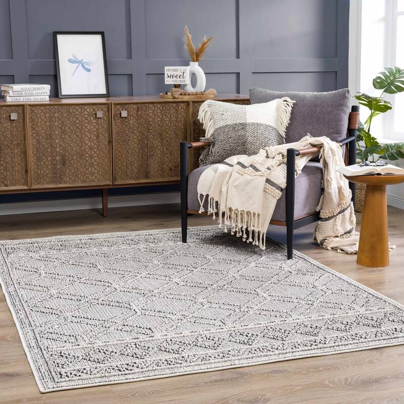 Hauteloom Butch Living Room, Bedroom Patio Outdoor Area Rug - Farmhouse - Taupe,Beige - 2' x 3'