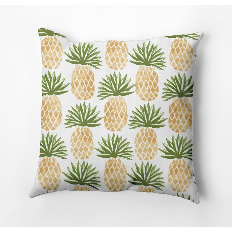 Pineapple Stripes, Geometric Print Outdoor Pillow - 16" x 16" - Green