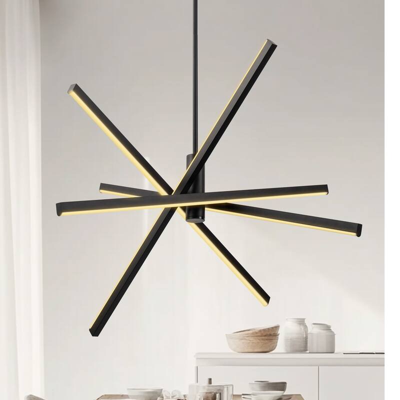 YANSUN Modern LED Chandelier,Matte Black Ceiling Hanging Light with Adjustable Color Temperature 3000K/4000K/5000K