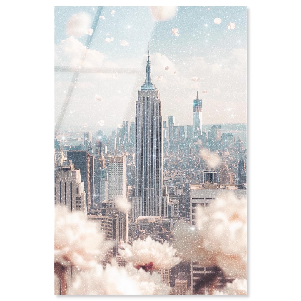 Peonies Over New York Acrylic by Art Remedy, Ready to Hang