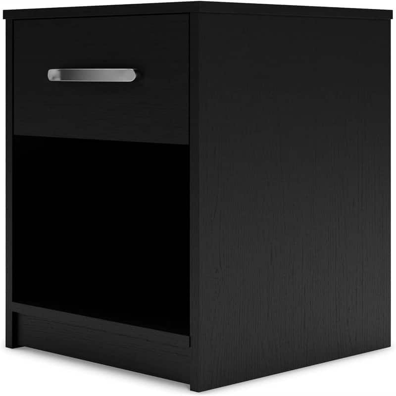 Finch Modern 1 Drawer Night Stand with Open Cubby Black